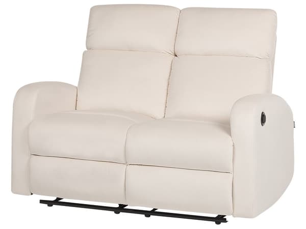 Elektrisk hvilesofa Hvit fløyelspolstret 2-seters sofa med moderne design Relax-funksjon