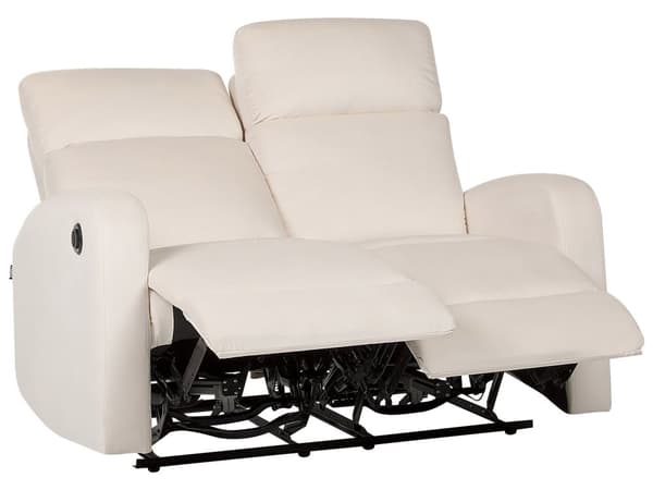 Elektrisk hvilesofa Hvit fløyelspolstret 2-seters sofa med moderne design Relax-funksjon