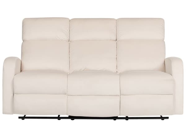 Manuell liggesofa Hvit fløyelspolstret 3-seters sofa Moderne design Slapp av-funksjon