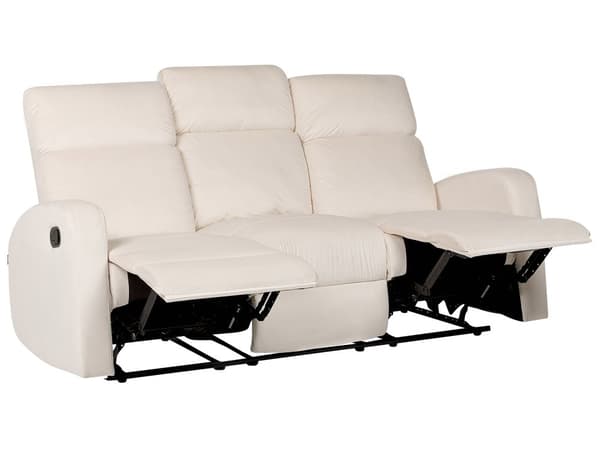 Manuell liggesofa Hvit fløyelspolstret 3-seters sofa Moderne design Slapp av-funksjon