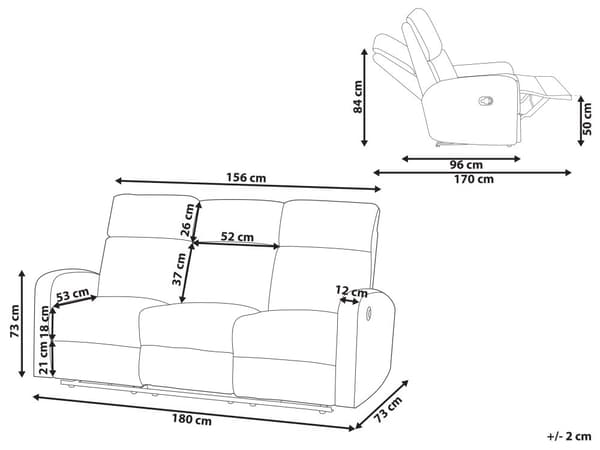 Elektrisk Vilsoffa Vit Sammetsklädsel 3-sitssoffa Modern Design Liggfunktion