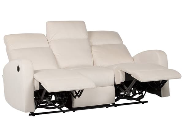 Elektrisk hvilesofa Hvid velour spolstret 3-personers sofa Moderne design Slap af-funktion