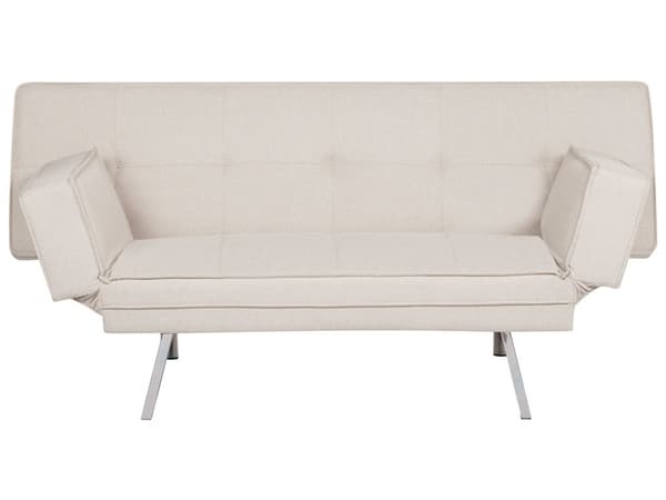 Sovesofa i beige polstring stof til 3 personer med justerbare armlæn stue soveværelse