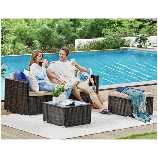 Rootz Havesofa - Havemøbelsæt - 3 pers. sofa - Havesofa med bord - Udendørs siddesæt - Brun/Taupe