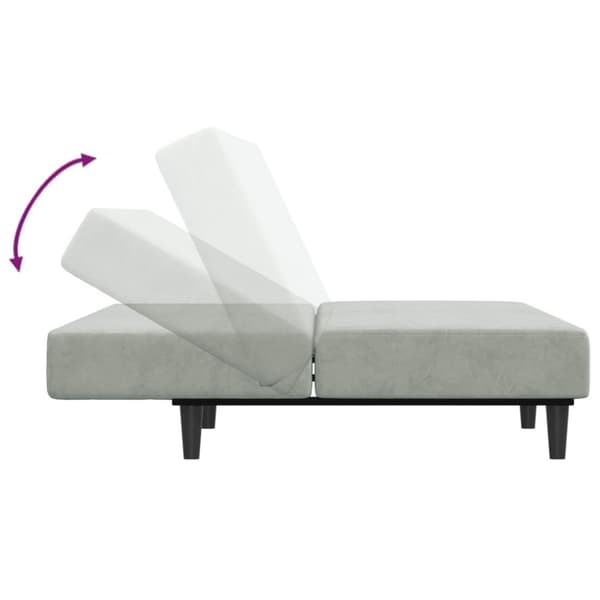 vidaXL Bäddsoffa 2-sits med fotpall ljusgrå sammet