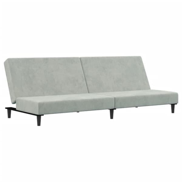 vidaXL 2-personers sovesofa med fodskammel velour lysegrå