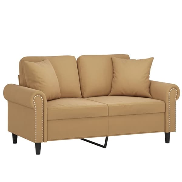 vidaXL 2-sitssoffa med prydnadskuddar brun 120 cm sammet