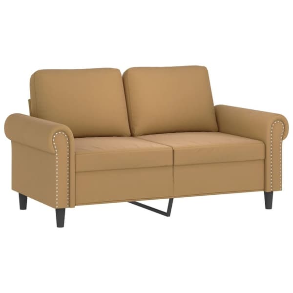 vidaXL 2-sitssoffa med prydnadskuddar brun 120 cm sammet