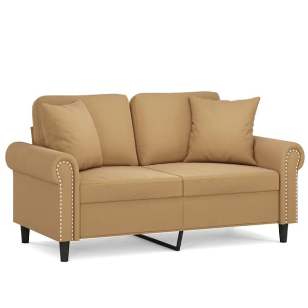 vidaXL 2-sitssoffa med prydnadskuddar brun 120 cm sammet