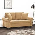 Miniatyrbillede 1 af 8: vidaXL 2-personers sofa med pyntepuder 120 cm velour brun