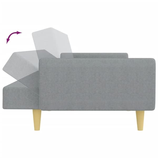 vidaXL Bäddsoffa 2-sits med fotpall ljusgrå tyg
