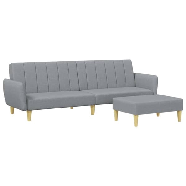 vidaXL 2-personers sovesofa med fodskammel stof lysegrå