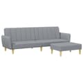 Miniatyrbillede 1 af 11: vidaXL 2-personers sovesofa med fodskammel stof lysegrå