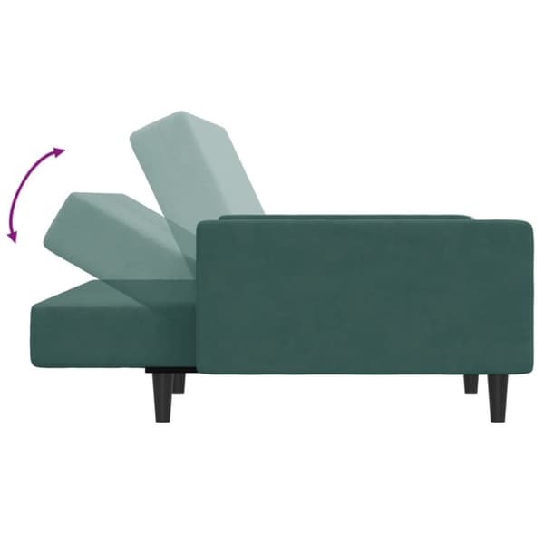 vidaXL 2-personers sovesofa med fodskammel velour mørkegrøn