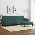 Miniatyrbillede 2 af 11: vidaXL 2-personers sovesofa med fodskammel velour mørkegrøn