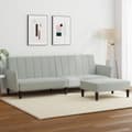 Miniatyrbillede 11 af 11: vidaXL 2-personers sovesofa med fodskammel velour lysegrå