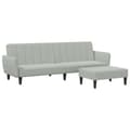 Miniatyrbillede 1 af 11: vidaXL 2-personers sovesofa med fodskammel velour lysegrå