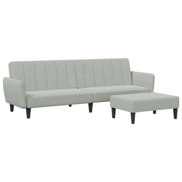 vidaXL 2-personers sovesofa med fodskammel velour lysegrå
