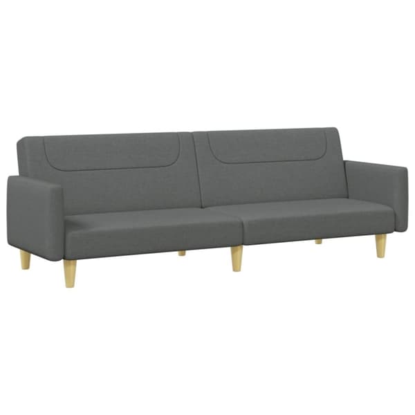 vidaXL Bäddsoffa 2-sits med fotpall mörkgrå tyg