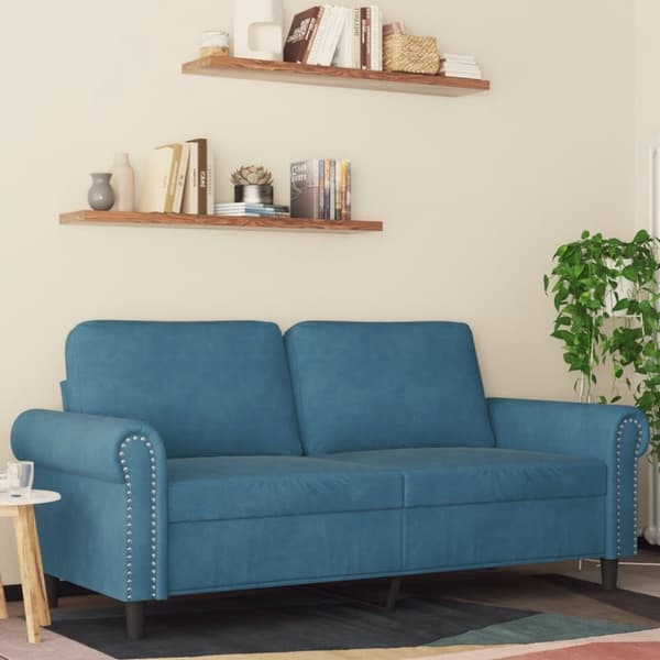 vidaXL 2-sitssoffa blå 140 cm sammet
