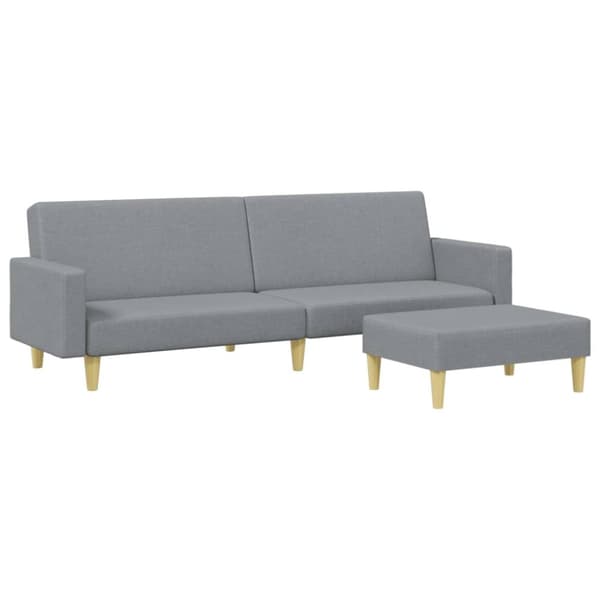 vidaXL 2-personers sovesofa med fodskammel stof lysegrå