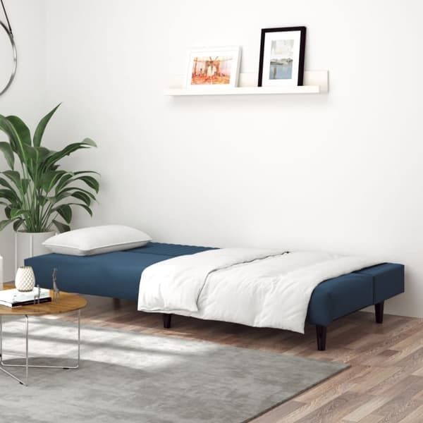 vidaXL Bäddsoffa 2-sits blå sammet