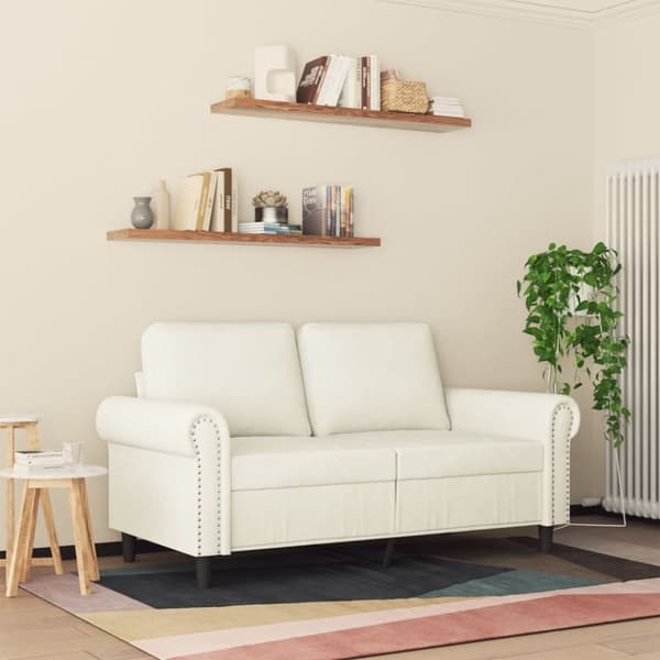 vidaXL 2-sitssoffa gräddvit 120 cm sammet