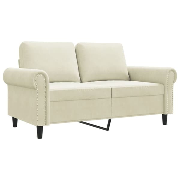vidaXL 2-sitssoffa gräddvit 120 cm sammet