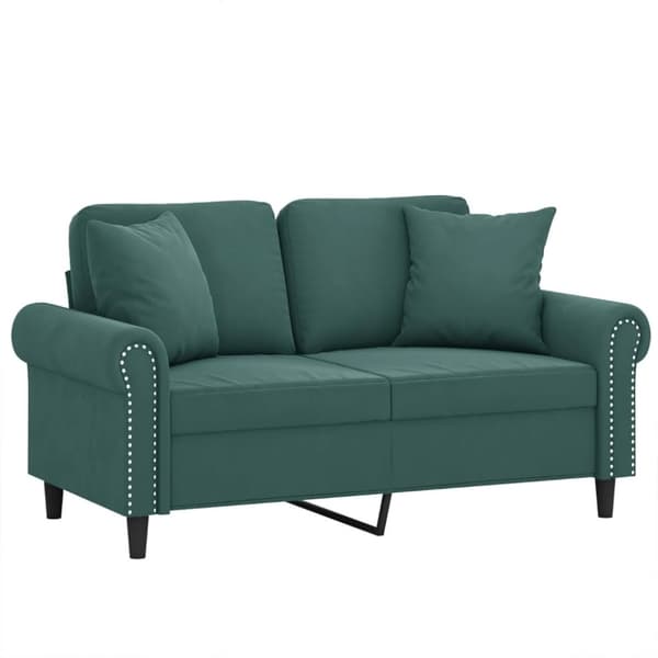 vidaXL 2-sitssoffa med prydnadskuddar mörkgrön 120 cm sammet