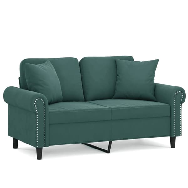 vidaXL 2-sitssoffa med prydnadskuddar mörkgrön 120 cm sammet