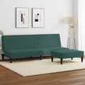 Miniatyrbillede 11 af 11: vidaXL 2-personers sovesofa med fodskammel velour mørkegrøn