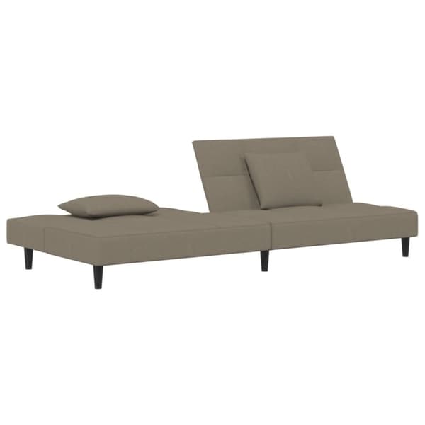 vidaXL Bäddsoffa 2-sits med två kuddar ljusgrå sammet