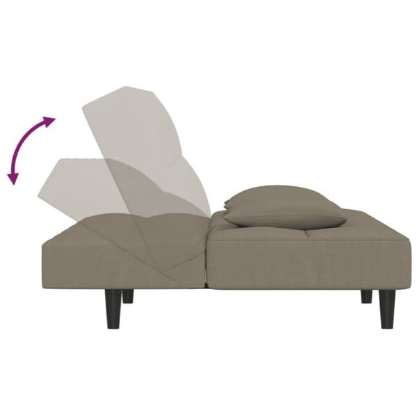 vidaXL Bäddsoffa 2-sits med två kuddar ljusgrå sammet