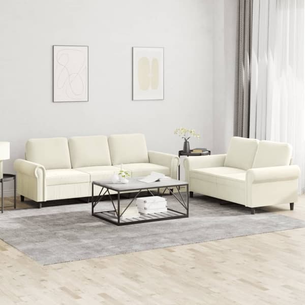 vidaXL sofasæt 2 dele med hynder velour cremefarvet