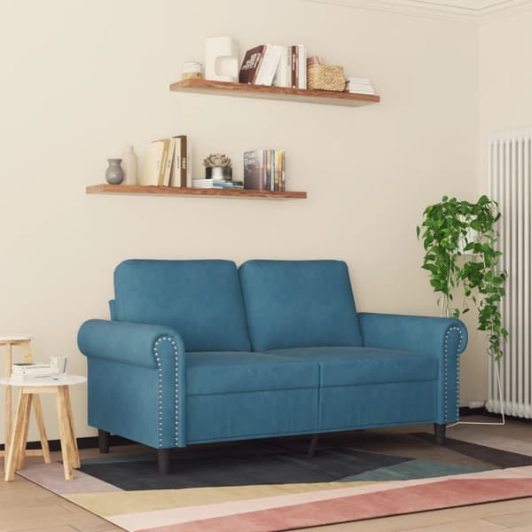 vidaXL 2-sitssoffa blå 120 cm sammet