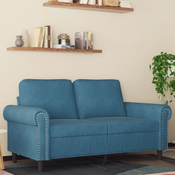 vidaXL 2-sitssoffa blå 120 cm sammet