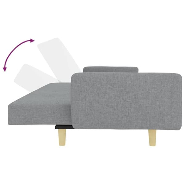 vidaXL 2-personers sovesofa med fodskammel stof lysegrå