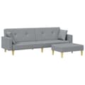 Miniatyrbillede 2 af 11: vidaXL 2-personers sovesofa med fodskammel stof lysegrå