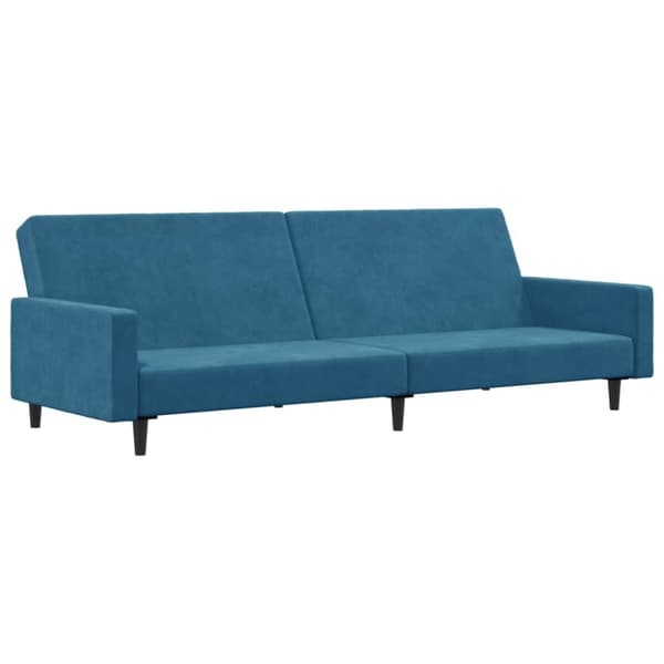 vidaXL Bäddsoffa 2-sits med fotpall blå sammet
