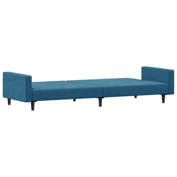 vidaXL Bäddsoffa 2-sits med fotpall blå sammet