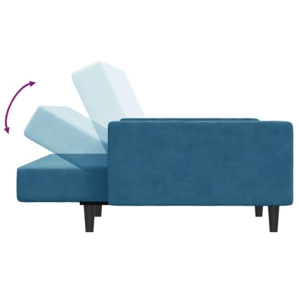vidaXL Bäddsoffa 2-sits med fotpall blå sammet