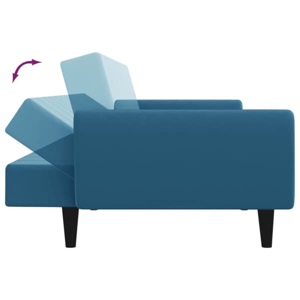vidaXL Bäddsoffa 2-sits med fotpall blå sammet