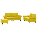 Miniatyrbillede 1 af 9: vidaXL sofasæt 3 dele med hynder velour gul