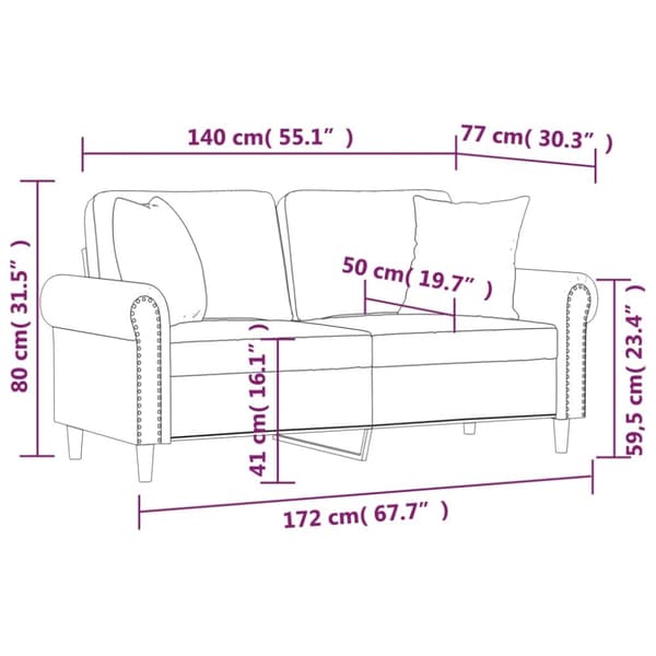 vidaXL 2-personers sofa med pyntepuder 140 cm velour brun