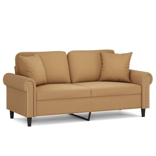 vidaXL 2-sitssoffa med prydnadskuddar brun 140 cm sammet