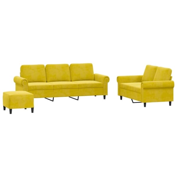vidaXL sofasæt 3 dele med hynder velour gul