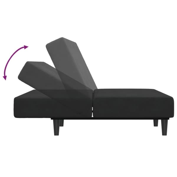 vidaXL Bäddsoffa 2-sits med fotpall svart sammet