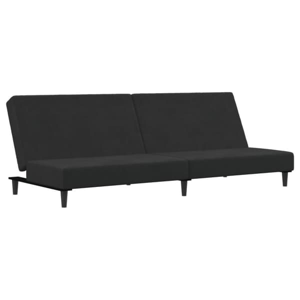 vidaXL Bäddsoffa 2-sits med fotpall svart sammet