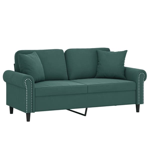 vidaXL 2-sitssoffa med prydnadskuddar mörkgrön 140 cm sammet
