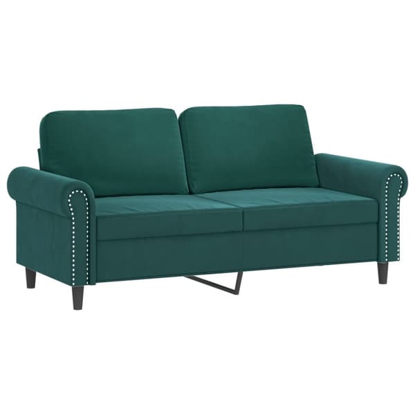vidaXL 2-personers sofa med pyntepuder 140 cm velour mørkegrøn